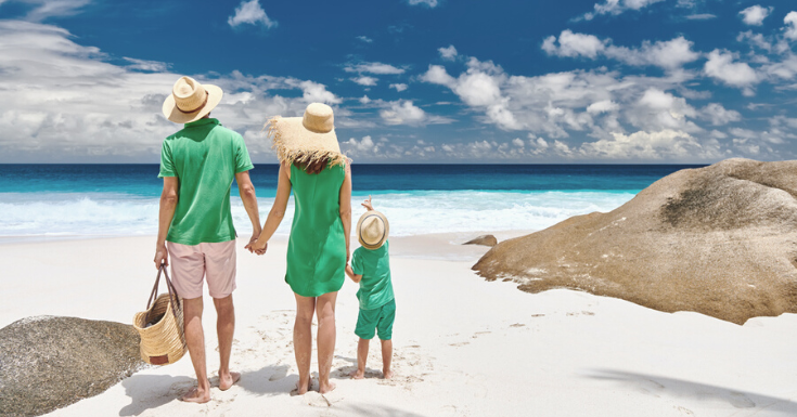 Familie på strand